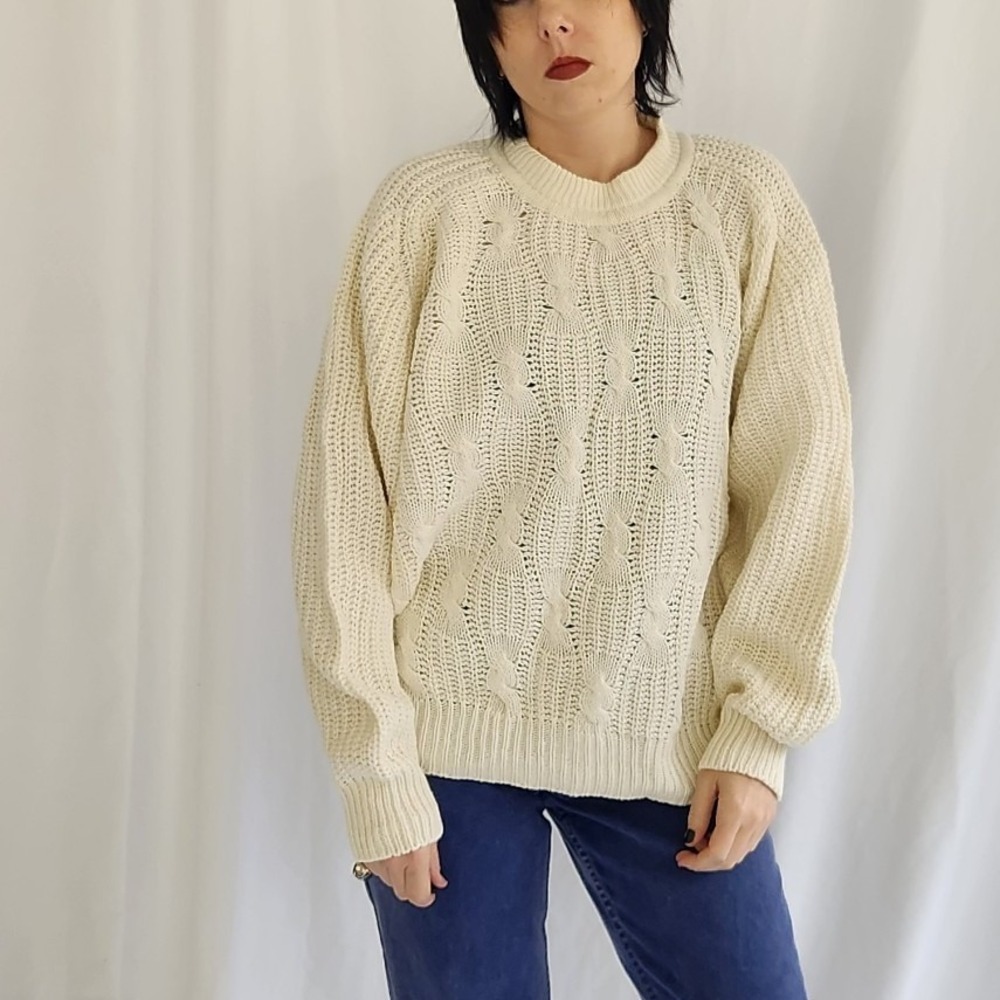 90s Ivory‎ Ramie and Cotton Sweater